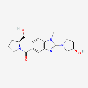 molecular formula C18H24N4O3 B5659802 (3S)-1-(5-{[(2S)-2-(hydroxymethyl)-1-pyrrolidinyl]carbonyl}-1-methyl-1H-benzimidazol-2-yl)-3-pyrrolidinol 