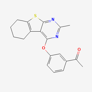 molecular formula C19H18N2O2S B5659863 1-{3-[(2-methyl-5,6,7,8-tetrahydro[1]benzothieno[2,3-d]pyrimidin-4-yl)oxy]phenyl}ethanone 