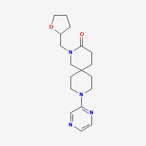 molecular formula C18H26N4O2 B5659875 9-(2-pyrazinyl)-2-(tetrahydro-2-furanylmethyl)-2,9-diazaspiro[5.5]undecan-3-one 