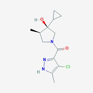 molecular formula C13H18ClN3O2 B5659895 (3R*,4R*)-1-[(4-chloro-3-methyl-1H-pyrazol-5-yl)carbonyl]-3-cyclopropyl-4-methyl-3-pyrrolidinol 