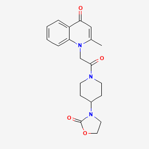 molecular formula C20H23N3O4 B5659955 2-methyl-1-{2-oxo-2-[4-(2-oxo-1,3-oxazolidin-3-yl)piperidin-1-yl]ethyl}quinolin-4(1H)-one 