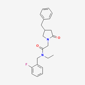 molecular formula C22H25FN2O2 B5659962 2-(4-benzyl-2-oxopyrrolidin-1-yl)-N-ethyl-N-(2-fluorobenzyl)acetamide 