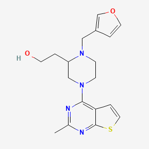 molecular formula C18H22N4O2S B5659992 2-[1-(3-furylmethyl)-4-(2-methylthieno[2,3-d]pyrimidin-4-yl)piperazin-2-yl]ethanol 