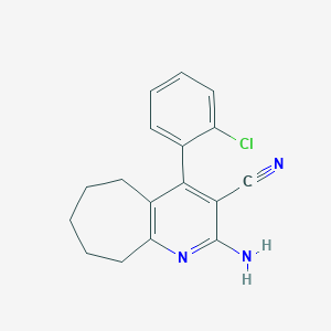 molecular formula C17H16ClN3 B5660000 2-amino-4-(2-chlorophenyl)-6,7,8,9-tetrahydro-5H-cyclohepta[b]pyridine-3-carbonitrile 