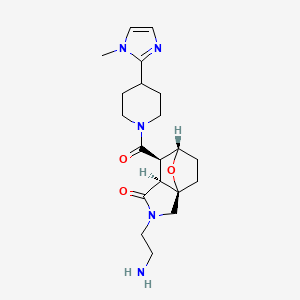 molecular formula C20H29N5O3 B5660067 rel-(1R,5S,6R,7S)-3-(2-aminoethyl)-6-{[4-(1-methyl-1H-imidazol-2-yl)-1-piperidinyl]carbonyl}-10-oxa-3-azatricyclo[5.2.1.0~1,5~]decan-4-one dihydrochloride 