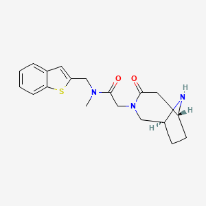molecular formula C19H23N3O2S B5660077 N-(1-benzothien-2-ylmethyl)-N-methyl-2-[rel-(1S,6R)-4-oxo-3,9-diazabicyclo[4.2.1]non-3-yl]acetamide hydrochloride 