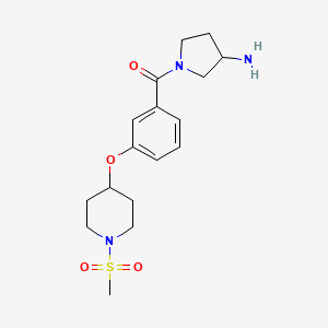molecular formula C17H25N3O4S B5660082 1-(3-{[1-(methylsulfonyl)-4-piperidinyl]oxy}benzoyl)-3-pyrrolidinamine hydrochloride 