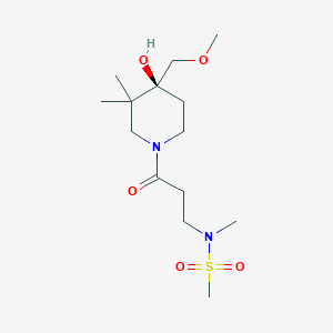 molecular formula C14H28N2O5S B5660151 N-{3-[(4S)-4-hydroxy-4-(methoxymethyl)-3,3-dimethyl-1-piperidinyl]-3-oxopropyl}-N-methylmethanesulfonamide 