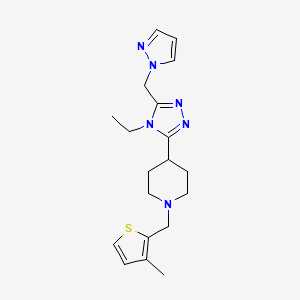 molecular formula C19H26N6S B5660186 4-[4-ethyl-5-(1H-pyrazol-1-ylmethyl)-4H-1,2,4-triazol-3-yl]-1-[(3-methyl-2-thienyl)methyl]piperidine 