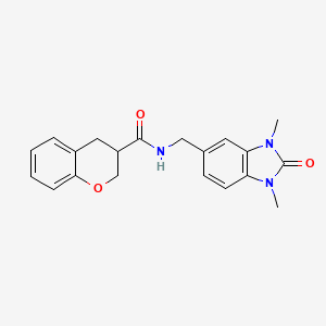 molecular formula C20H21N3O3 B5660196 N-[(1,3-dimethyl-2-oxo-2,3-dihydro-1H-benzimidazol-5-yl)methyl]chromane-3-carboxamide 