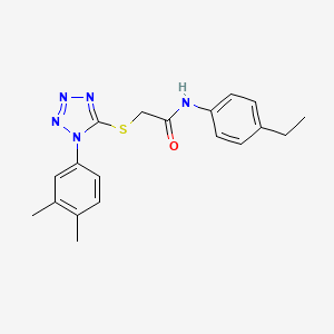 molecular formula C19H21N5OS B5660200 2-{[1-(3,4-dimethylphenyl)-1H-tetrazol-5-yl]thio}-N-(4-ethylphenyl)acetamide 