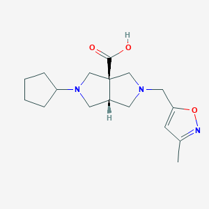 molecular formula C17H25N3O3 B5660272 (3aR*,6aR*)-2-cyclopentyl-5-[(3-methylisoxazol-5-yl)methyl]hexahydropyrrolo[3,4-c]pyrrole-3a(1H)-carboxylic acid 