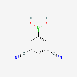 molecular formula C8H5BN2O2 B566030 (3,5-二氰基苯基)硼酸 CAS No. 1212021-54-9