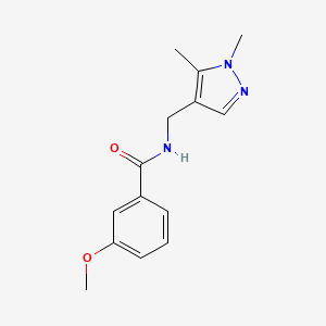 molecular formula C14H17N3O2 B5660329 N-[(1,5-dimethyl-1H-pyrazol-4-yl)methyl]-3-methoxybenzamide 