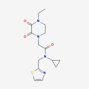 molecular formula C15H20N4O3S B5660341 N-cyclopropyl-2-(4-ethyl-2,3-dioxopiperazin-1-yl)-N-(1,3-thiazol-2-ylmethyl)acetamide 