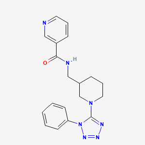 molecular formula C19H21N7O B5660344 N-{[1-(1-phenyl-1H-tetrazol-5-yl)piperidin-3-yl]methyl}nicotinamide 