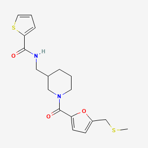 molecular formula C18H22N2O3S2 B5660366 N-[(1-{5-[(methylthio)methyl]-2-furoyl}piperidin-3-yl)methyl]thiophene-2-carboxamide 