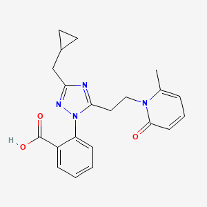 molecular formula C21H22N4O3 B5660368 2-{3-(cyclopropylmethyl)-5-[2-(6-methyl-2-oxopyridin-1(2H)-yl)ethyl]-1H-1,2,4-triazol-1-yl}benzoic acid 