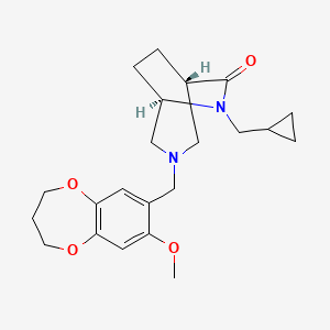 molecular formula C22H30N2O4 B5660377 (1S*,5R*)-6-(cyclopropylmethyl)-3-[(8-methoxy-3,4-dihydro-2H-1,5-benzodioxepin-7-yl)methyl]-3,6-diazabicyclo[3.2.2]nonan-7-one 