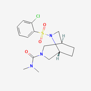 molecular formula C16H22ClN3O3S B5660393 (1S*,5R*)-6-[(2-chlorophenyl)sulfonyl]-N,N-dimethyl-3,6-diazabicyclo[3.2.2]nonane-3-carboxamide 