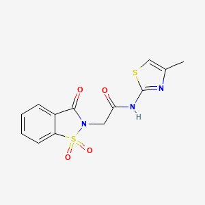 molecular formula C13H11N3O4S2 B5660394 2-(1,1-dioxido-3-oxo-1,2-benzisothiazol-2(3H)-yl)-N-(4-methyl-1,3-thiazol-2-yl)acetamide 