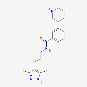 molecular formula C20H28N4O B5660412 N-[3-(3,5-dimethyl-1H-pyrazol-4-yl)propyl]-3-piperidin-3-ylbenzamide 