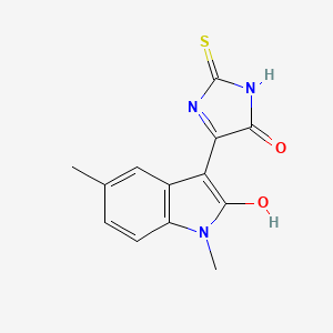 molecular formula C13H11N3O2S B5660425 1,5-dimethyl-3-(5-oxo-2-thioxo-4-imidazolidinylidene)-1,3-dihydro-2H-indol-2-one 