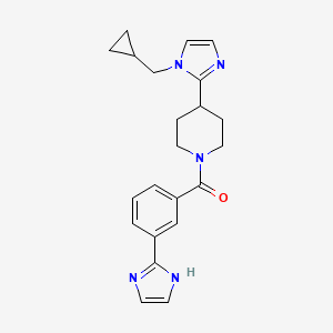 molecular formula C22H25N5O B5660430 4-[1-(cyclopropylmethyl)-1H-imidazol-2-yl]-1-[3-(1H-imidazol-2-yl)benzoyl]piperidine 