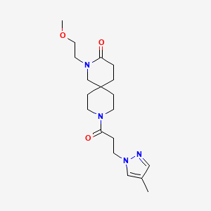 molecular formula C19H30N4O3 B5660466 2-(2-methoxyethyl)-9-[3-(4-methyl-1H-pyrazol-1-yl)propanoyl]-2,9-diazaspiro[5.5]undecan-3-one 
