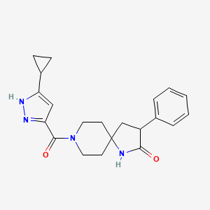 molecular formula C21H24N4O2 B5660497 8-[(3-cyclopropyl-1H-pyrazol-5-yl)carbonyl]-3-phenyl-1,8-diazaspiro[4.5]decan-2-one 