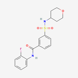 molecular formula C18H19FN2O4S B5660518 N-(2-fluorophenyl)-3-[(tetrahydro-2H-pyran-4-ylamino)sulfonyl]benzamide 