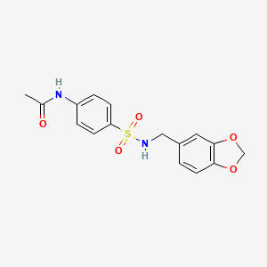 molecular formula C16H16N2O5S B5660557 N-(4-{[(1,3-benzodioxol-5-ylmethyl)amino]sulfonyl}phenyl)acetamide 