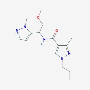 molecular formula C15H23N5O2 B5660581 N-[2-methoxy-1-(1-methyl-1H-pyrazol-5-yl)ethyl]-3-methyl-1-propyl-1H-pyrazole-4-carboxamide 