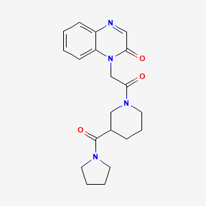 molecular formula C20H24N4O3 B5660590 1-{2-oxo-2-[3-(pyrrolidin-1-ylcarbonyl)piperidin-1-yl]ethyl}quinoxalin-2(1H)-one 