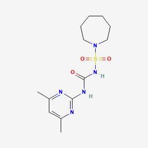 molecular formula C13H21N5O3S B5660600 N-{[(4,6-dimethyl-2-pyrimidinyl)amino]carbonyl}-1-azepanesulfonamide 