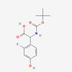 molecular formula C13H16FNO5 B566061 2-((tert-Butoxycarbonyl)amino)-2-(2-fluoro-4-hydroxyphenyl)acetic acid CAS No. 1131872-19-9