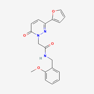 molecular formula C18H17N3O4 B5660627 2-[3-(2-furyl)-6-oxo-1(6H)-pyridazinyl]-N-(2-methoxybenzyl)acetamide 