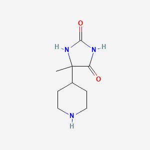molecular formula C9H15N3O2 B566064 5-Methyl-5-(piperidin-4-yl)imidazolidine-2,4-dione CAS No. 1309268-54-9