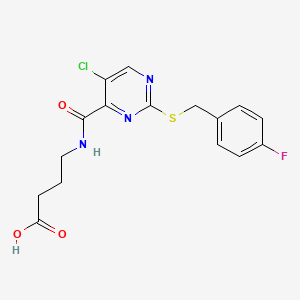 molecular formula C16H15ClFN3O3S B566069 4-(5-Chloro-2-((4-fluorobenzyl)thio)pyrimidine-4-carboxamido)butanoic acid CAS No. 1225162-49-1