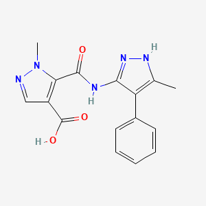 molecular formula C16H15N5O3 B566071 1-methyl-5-[(3-methyl-4-phenyl-1H-pyrazol-5-yl)carbamoyl]-1H-pyrazole-4-carboxylic acid CAS No. 1195900-49-2