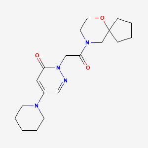 molecular formula C19H28N4O3 B5660727 2-[2-(6-oxa-9-azaspiro[4.5]dec-9-yl)-2-oxoethyl]-5-piperidin-1-ylpyridazin-3(2H)-one 