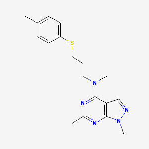 molecular formula C18H23N5S B5660738 N,1,6-trimethyl-N-{3-[(4-methylphenyl)thio]propyl}-1H-pyrazolo[3,4-d]pyrimidin-4-amine 