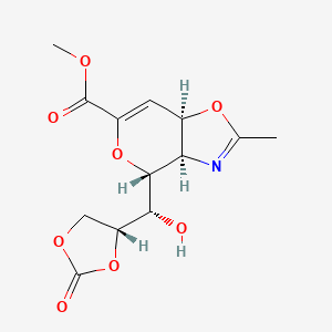 molecular formula C13H15NO8 B566084 (3aR,4R,7aR)-4-[(S)-Hydroxy[(4R)-2-oxo-1,3-dioxolane-4-yl]methyl]-2-methyl-3a,7a-dihydro-4H-pyrano[3,4-d]oxazole-6-carboxylic acid methyl ester CAS No. 1072449-84-3