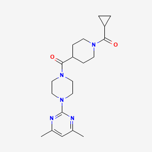 molecular formula C20H29N5O2 B5660886 2-(4-{[1-(cyclopropylcarbonyl)-4-piperidinyl]carbonyl}-1-piperazinyl)-4,6-dimethylpyrimidine 