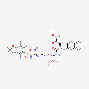 molecular formula C38H51N5O8S B566089 (2S)-5-[[Amino-[(2,2,4,6,7-pentamethyl-3H-1-benzofuran-5-yl)sulfonylamino]methylidene]amino]-2-[[(2R)-4-[(2-methylpropan-2-yl)oxyamino]-2-(naphthalen-2-ylmethyl)-4-oxobutanoyl]amino]pentanoic acid CAS No. 1093740-20-5