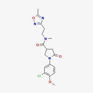 molecular formula C18H21ClN4O4 B5660894 1-(3-chloro-4-methoxyphenyl)-N-methyl-N-[2-(5-methyl-1,2,4-oxadiazol-3-yl)ethyl]-5-oxo-3-pyrrolidinecarboxamide 