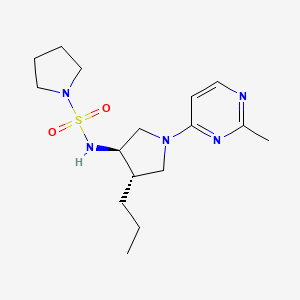 molecular formula C16H27N5O2S B5660905 N-[rel-(3R,4S)-1-(2-methyl-4-pyrimidinyl)-4-propyl-3-pyrrolidinyl]-1-pyrrolidinesulfonamide hydrochloride 