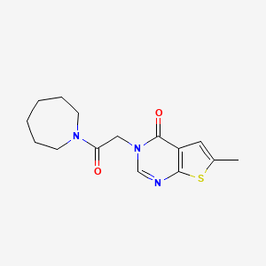 molecular formula C15H19N3O2S B5660928 3-[2-(1-azepanyl)-2-oxoethyl]-6-methylthieno[2,3-d]pyrimidin-4(3H)-one 
