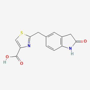 molecular formula C13H10N2O3S B566093 2-((2-Oxoindolin-5-yl)methyl)thiazole-4-carboxylic acid CAS No. 1368872-95-0