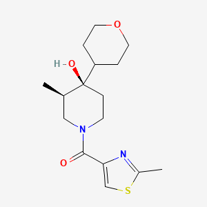 molecular formula C16H24N2O3S B5660938 (3R*,4R*)-3-methyl-1-[(2-methyl-1,3-thiazol-4-yl)carbonyl]-4-(tetrahydro-2H-pyran-4-yl)-4-piperidinol 